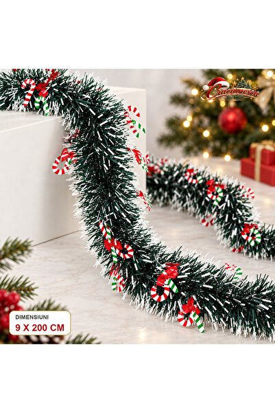 Craciunescu By DBR Beteala de Brad 9 x 200 cm, Verde-Alb cu Motive Festive -