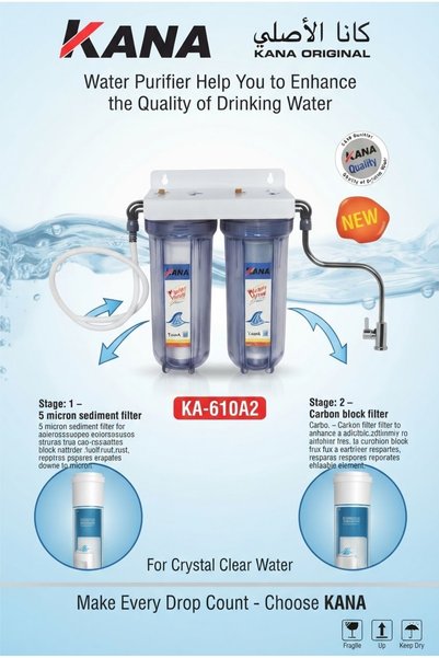 KANA 2 Stages Household Water Filter System with Wall Mounted Base