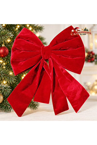 Craciunescu By DBR Fundita Rosie Textila pentru Brad, Accent Festiv Elegant -