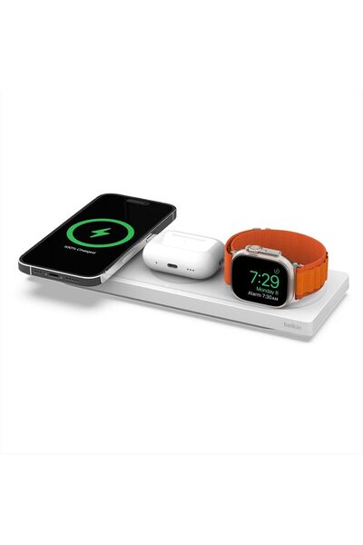 Belkin شاحن سفر لاسلكي سريع MagSafe 3 في 1، معتمد من Apple لأجهزة iPhone 14/1...