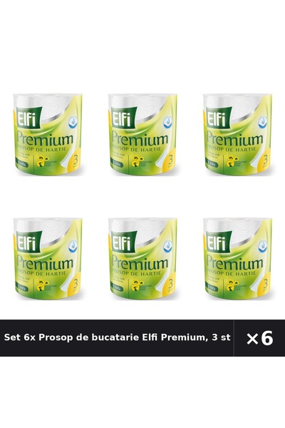 Elfi Set 6x Prosop de bucatarie Premium, 3 straturi, 1 rola, 300 foi