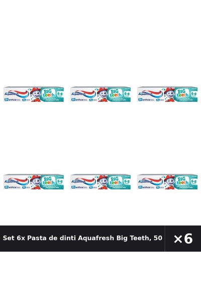 Aquafresh Set 6x Pastă de dinți Big Teeth, 50ml
