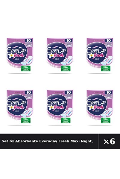 EveryDay Set 6x Absorbante Fresh Maxi Night, 10 bucăți