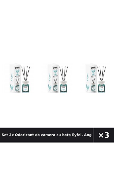 Eyfel Set 3x Odorizant de camera cu bete Eyfel, Angel, 120 ml