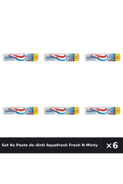 Aquafresh Set 6x Pasta de dinti Fresh N Minty, 125ml