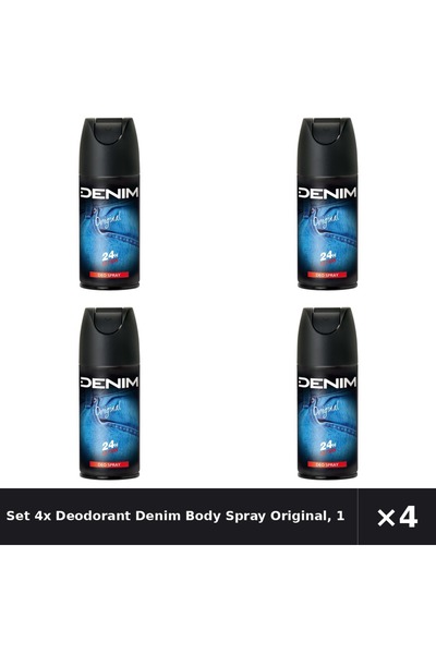 Denim Set 4x Deodorant Body Spray Original , 150 ml