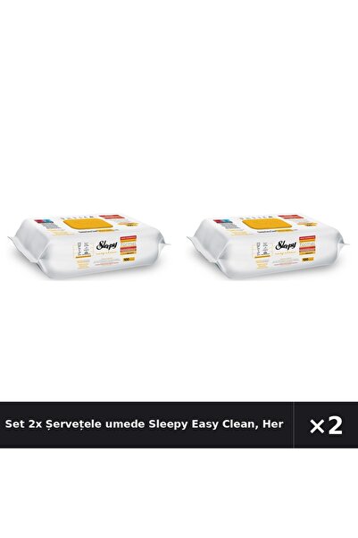 Sleepy Set 2x Șervețele umede Easy Clean, Herbal Soap Additive, multisuprafeț...