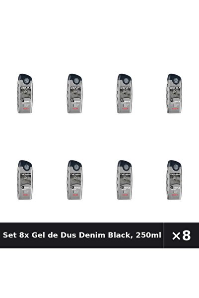 Denim Set 8x Gel de Dus Black, 250ml
