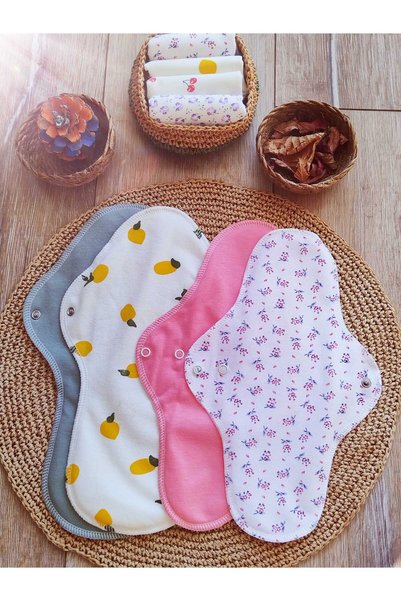 ECOSOFT Yıkanabilir Doğal Kadın Pedi 16'lı Karışık- Avantajlı Paket %100 Pamuk (8 gece, 8 lohusa L-XL Beden)