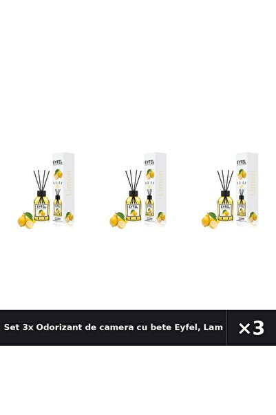 Eyfel Set 3x Odorizant de camera cu bete Eyfel, Lamaie, 120 ml