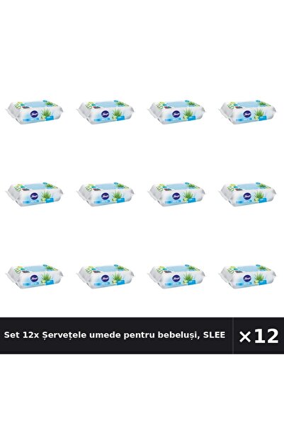 Sleepy Set 12x Șervețele umede pentru bebeluși, Aloe Vera, 120 bucăți
