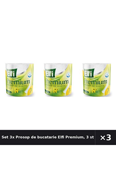 Elfi Set 3x Prosop de bucatarie Premium, 3 straturi, 1 rola, 300 foi