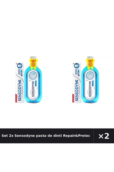 Sensodyne Set 2x pasta de dinti Repair&Protect 75ml+Apa de Gura 500ml