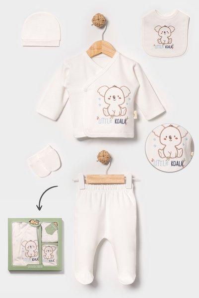 NEU KIDS 100% Cotton Koala Printed 5-Piece Hospital Discharge Newborn Set