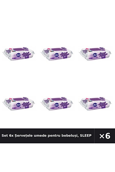 Sleepy Set 6x Șervețele umede pentru bebeluși, Lavanda, 120 bucăți