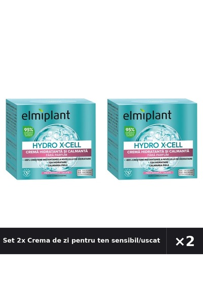 ELMIPLANT Set 2x Crema de zi pentru ten sensibil/uscat Hydro X-Cell, 50ml,