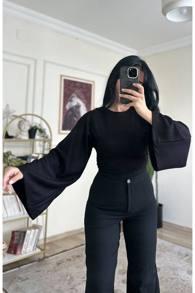 YELZEY BUTİK Drape Model Crop Bluz