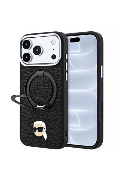 Karl Lagerfeld MagSafe калъф за Apple iPhone 18 Pro / 17 Pro, ринг стойка 360...