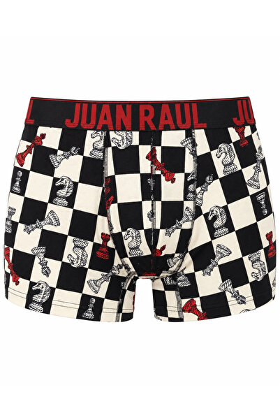 Juan Raul بوكسر رجالي من القطن بنقشة الشطرنج باللون الأسود - DB352