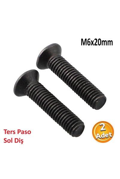 Depolife SOL DİŞ MANDREN VİDASI TERS Diş 6x20 Ters Paso civata 2 Adet m6