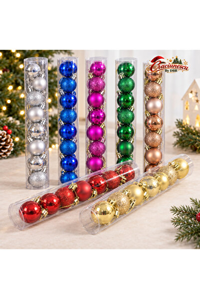 Craciunescu By DBR Set 10 Globuri de Craciun 6 cm, Finisaje Festive pentru Br...