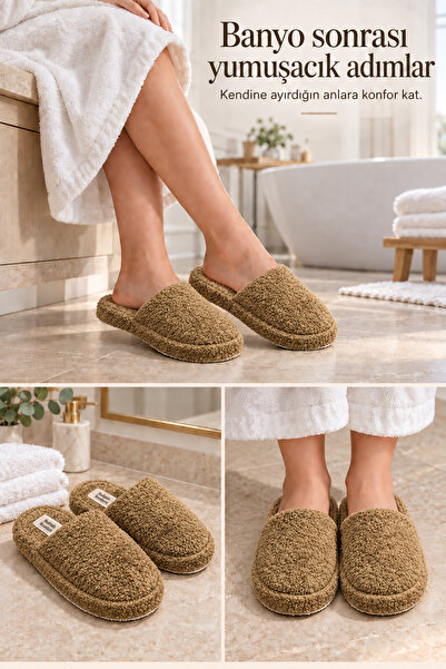 Behtah Kundura Women's After-Bath Home Slippers with Lamb Feather Texture, Li...