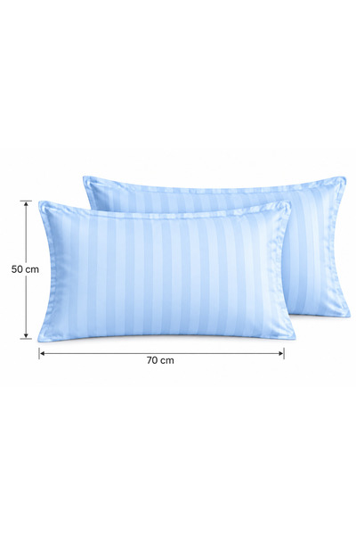 HOME AURAA Cotton Ease Pillow case Set of 2 Pcs - 50×75 cm – Blue Haze I 100% Premium Cotton I 250 Thread Count.