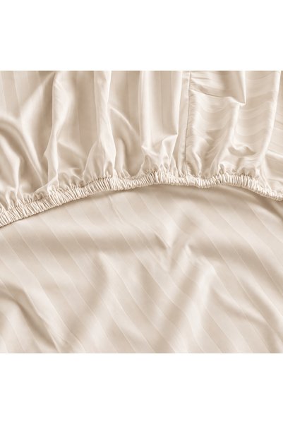HOME AURAA Cotton Ease Twin Fitted Sheet 120×200+33cm – Beige I 100% Premium Cotton I 250 Thread Count.