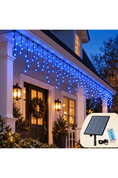 Welora Instalatie de Craciun solara tip turturi/franjuri, Lungime 12m - 320 L...