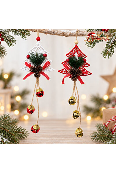 Craciunescu By DBR Decoratiune de Craciun tip Brad, cu Clopotei si Fundita -