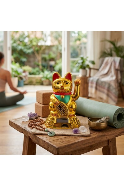 kt kuzey tacı Büyük Boy Şans Kedisi Maneki Neko, Solar Güneş Enerjili Sallana...