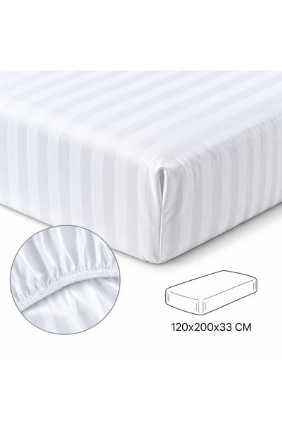 HOME AURAA Cotton Ease Twin Fitted Sheet 120×200+33cm – White i 100% Premium Cotton I 250 Thread Count.