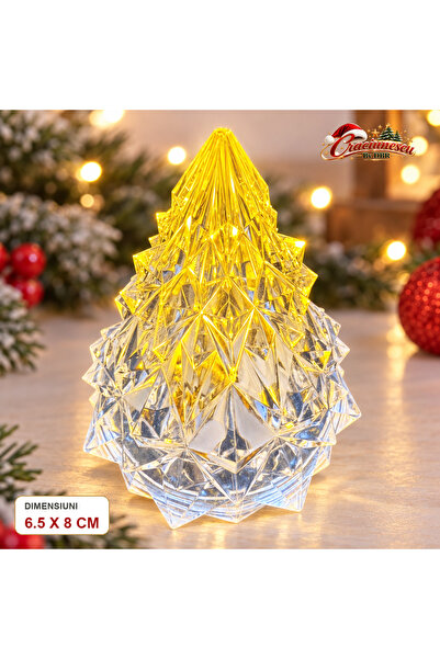 Craciunescu By DBR Bradut Decorativ de Craciun cu LED, 6,5 x 8 cm, Efect Auriu -