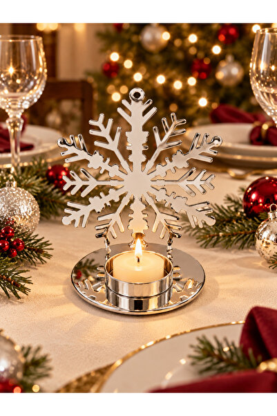 Generic Brand Silver snowflake candle holder, Christmas table decoration