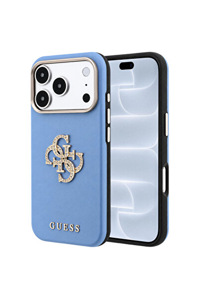 Guess Husa pentru Apple iPhone 18 Pro / 17 Pro, Smooth Big Strass Logo, Bleu