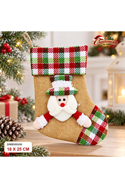 Craciunescu By DBR Ciorap Decorativ de Craciun 18 x 25 cm, cu Mos Craciun -