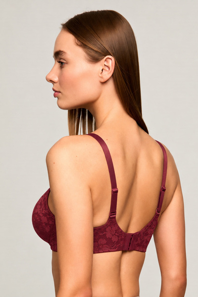 Kom Women's Black/Tan/Burgundy Spacer Soft Non-Padding Wireless Bra