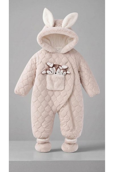 MDM Çaren Kids - İçi Peluş Astar Kapüşonlu Patik Eldivenli Fermuar/Çıtçıt Kap...