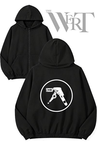 THEWERT Aphex Twin 1 Back Printed Zipper Hoodie Black Cardigan (2 Yarn)