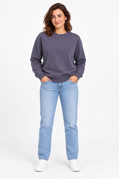 ODİN ATLAS Soft Puff Fabric Women's Smoked Color Sweatshirt Crew Neck Comfortable Fit