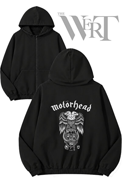 THEWERT Motörhead 6 Back Printed Zippered Hooded Black Cardigan (2 Yarns)