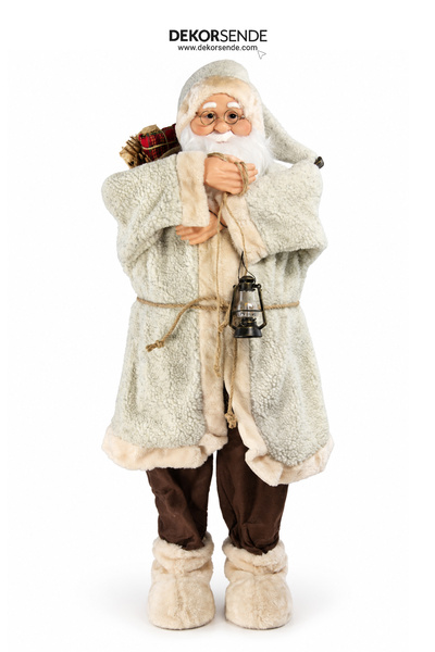 Dekorsende New Year's Santa Claus Furry Beige 90 cm
