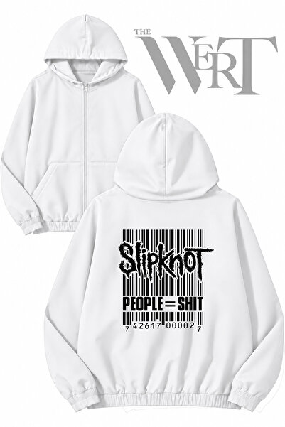 THEWERT سترة بيضاء بقلنسوة وسحاب مطبوع عليها شعار Slipknot People (2 Thread)