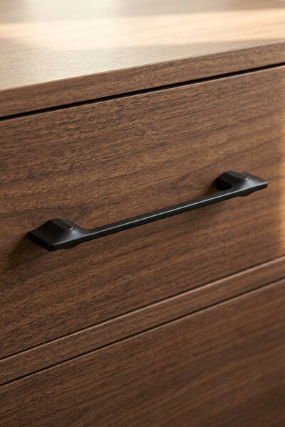 zerafev Riva 224 mm Matte Black Zamak Furniture Handle – Cabinet and Drawer H...