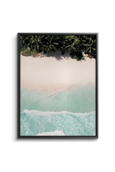 Jasmine Art Aerial Turquoise Ocean Nature Wall Art | Portrait Framed Canvas Print | Luxury Modern Botanical Decor for Living Room