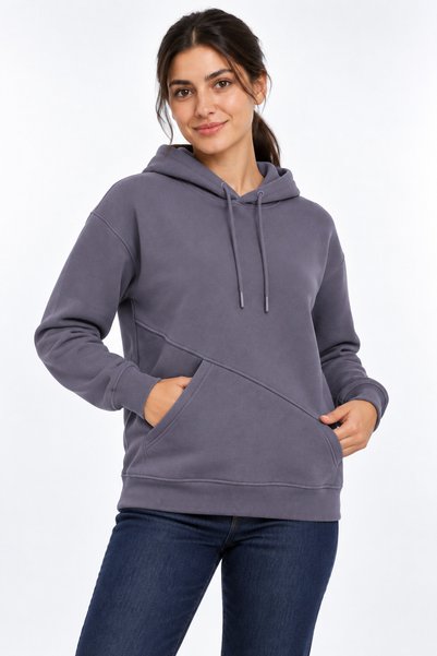 ODİN ATLAS Soft Puff Fabric Women's Smoked Color Sweatshirt with Side Pockets
