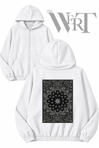THEWERT Gray Carpet Pattern Back Printed Zippered Hooded White Cardigan (2 Ya...