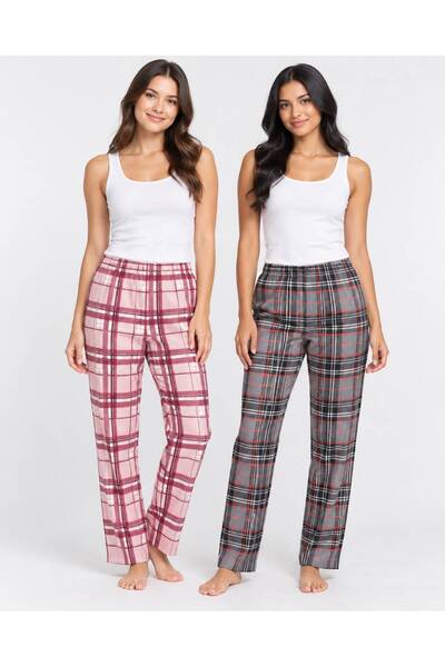 Arvin Pijama Kadın 2'li Paket Baskılı Yumuşak Dokulu Rahat Kalıp Pijama Altı