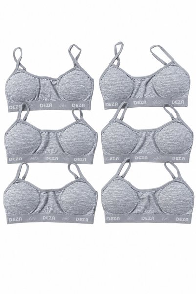 Kız Çocuk Gri 6'lı Büstiyer Pedli Alıştırma Sütyeni