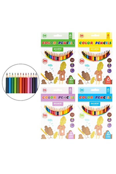 Reduceri Engros Creioane colorate 17cm Clasic 24 culori, din lemn, set de 6 c...